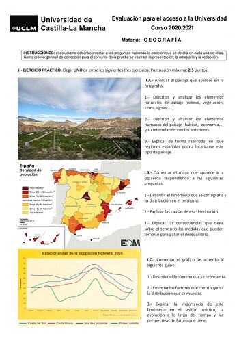 Examen de Geografía (EvAU de 2021)