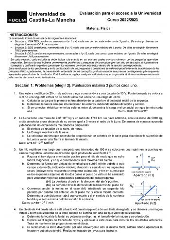 Examen de Física (EvAU de 2023)