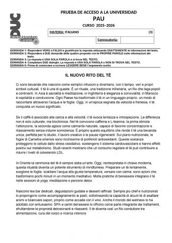 Italiano – EBAU Islas Canarias (2026)