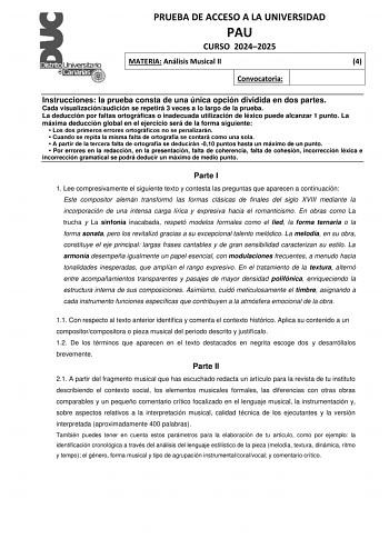 Examen de Análisis Musical (EBAU de 2025)