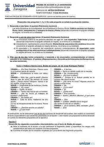 Artes Escénicas – EvAU Aragón (2026)