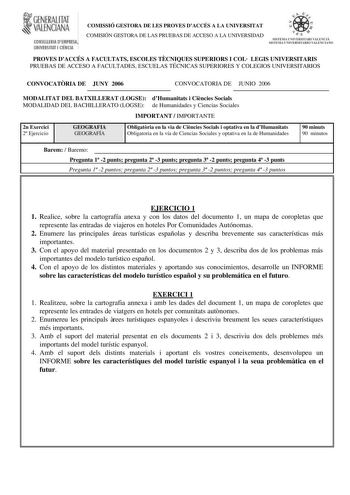 Examen de Geografía (selectividad de 2006)