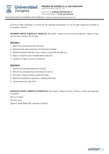 Examen de Dibujo Artístico II (PAU de 2012)