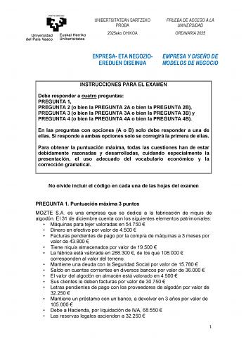 Examen de Empresa y Diseño de Modelos de Negocio (EAU de 2025)