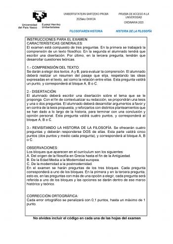 Examen de Historia de la Filosofía (EAU de 2025)