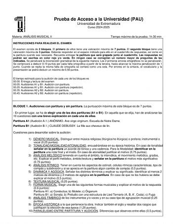 Examen de Análisis Musical (EBAU de 2025)