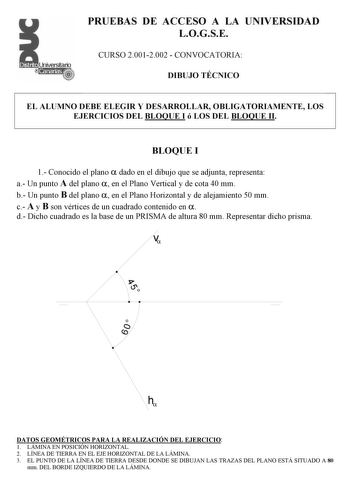 Examen de Dibujo Técnico II (selectividad de 2002)