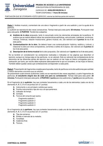 Examen de Análisis Musical (EvAU de 2025)