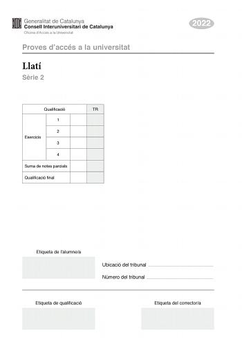 Examen de Latín II (PAU de 2022)