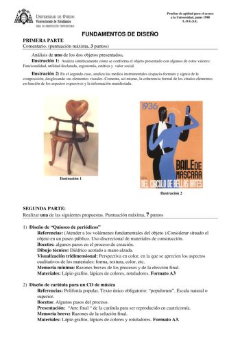 Examen de Diseño (selectividad de 1998)