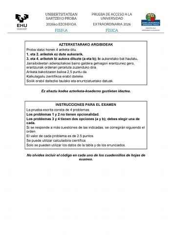 Física – EAU País Vasco (2026)