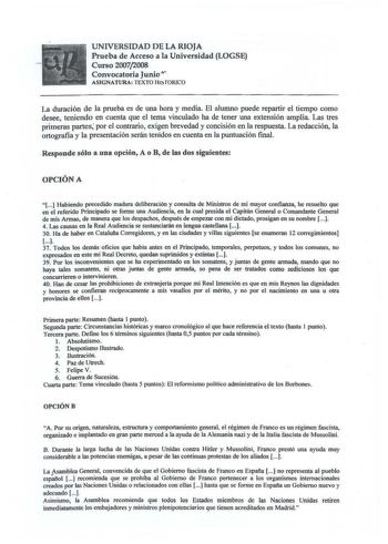 Examen de Historia de España (selectividad de 2008)
