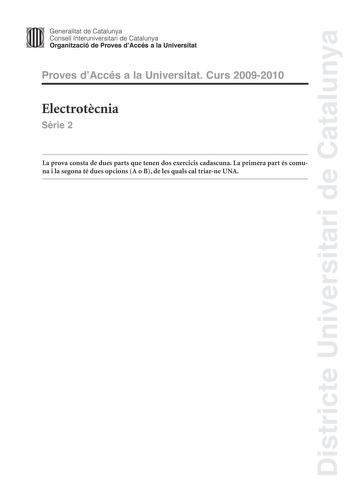 Examen de Electrotecnia (PAU de 2010)