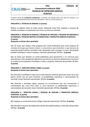 Técnicas de Expresión Gráfico Plástica – ABAU Galicia (2026)