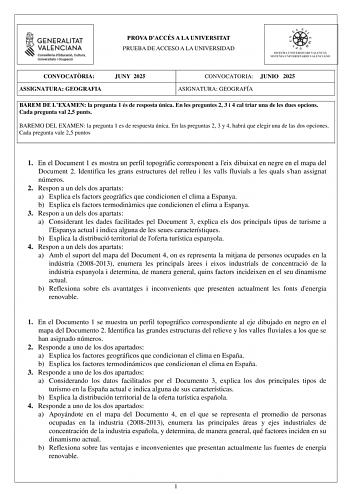 Examen de Geografía (PAU de 2025)