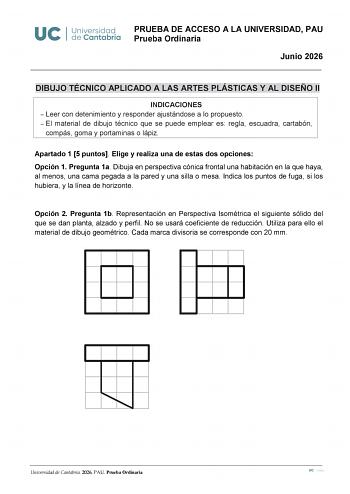 Dibujo Técnico Aplicado a las Artes Plásticas y al Diseño II – EBAU Cantabria (2026)