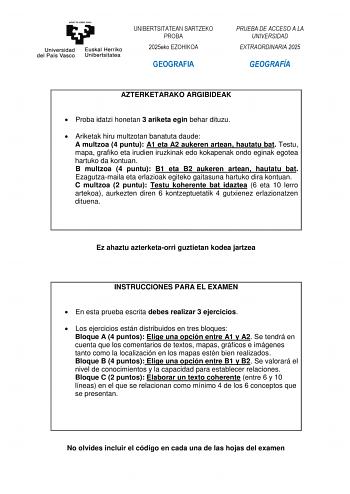 Examen de Geografía (EAU de 2025)