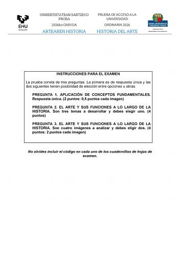 Historia del Arte – EAU País Vasco (2026)