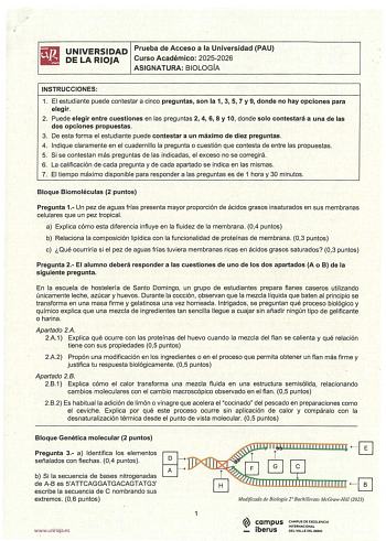 Biología – EBAU La Rioja (2026)