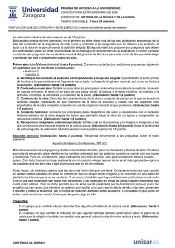 Historia de la Música y de la Danza – EvAU Aragón (2026)