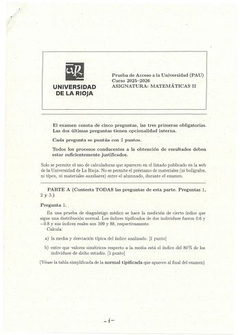 Matemáticas II – EBAU La Rioja (2026)