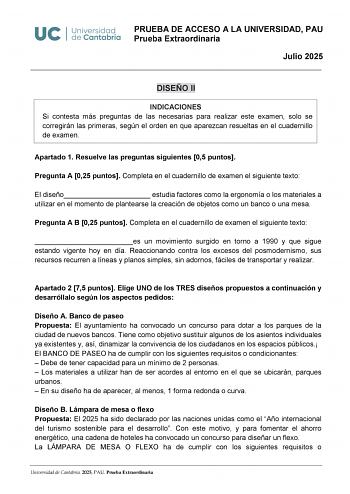 Examen de Diseño (EBAU de 2025)