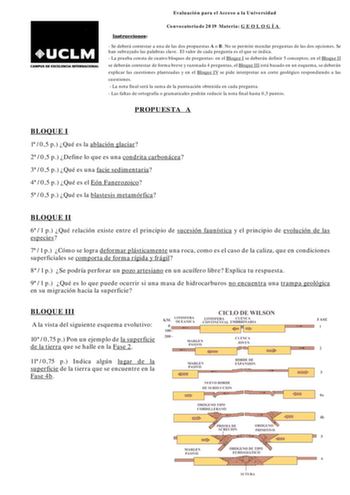 Examen de Geología (EvAU de 2019)