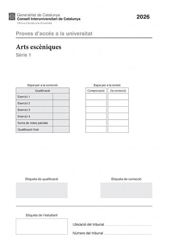 Artes Escénicas – PAU Cataluña (2026)