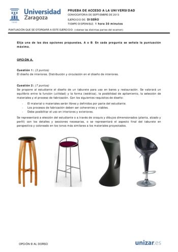 Examen de Diseño (PAU de 2013)