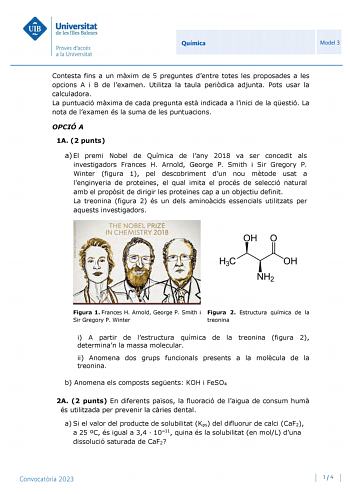 Examen de Química (PBAU de 2023)