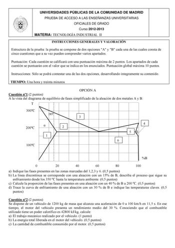 Examen de Tecnología Industrial (PAU de 2013)