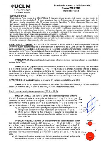 Física – EvAU Castilla-La Mancha (2026)