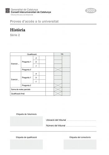 Examen de Historia de España (PAU de 2022)