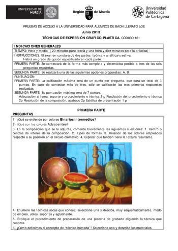 Examen de Técnicas de Expresión Gráfico Plástica (PAU de 2013)