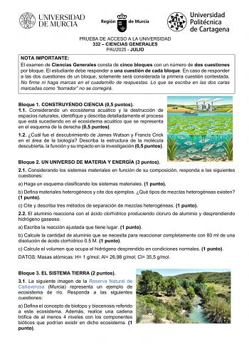Examen de Ciencias Generales (EBAU de 2025)