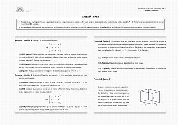 Examen de Matemáticas II (EBAU de 2025)