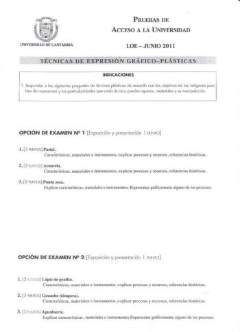 Examen de Técnicas de Expresión Gráfico Plástica (PAU de 2011)