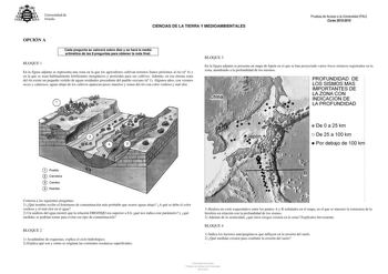 Examen de Ciencias de la Tierra y Medioambientales (PAU de 2016)