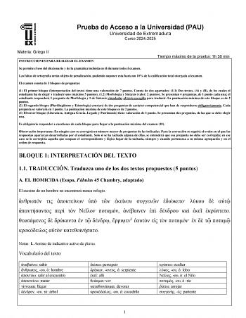 Examen de Griego (EBAU de 2025)