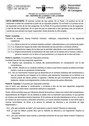 Historia de la Música y de la Danza – EBAU Región de Murcia (2026)