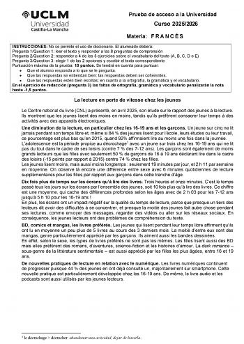 Francés – EvAU Castilla-La Mancha (2026)