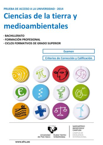 Examen de Ciencias de la Tierra y Medioambientales (PAU de 2014)