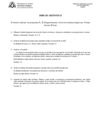 Examen de Dibujo Artístico II (selectividad de 1999)