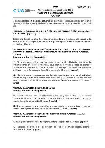 Técnicas de Expresión Gráfico Plástica – ABAU Galicia (2026)
