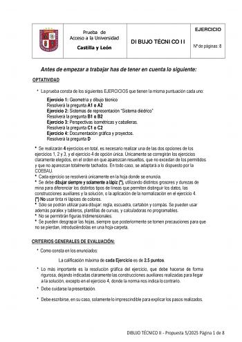 Examen de Dibujo Técnico II (EBAU de 2025)