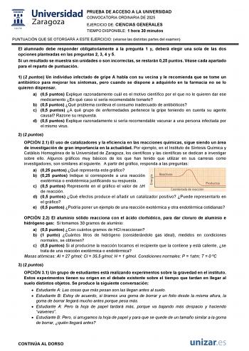 Examen de Ciencias Generales (EvAU de 2025)