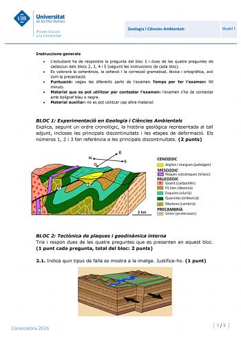 Geología y Ciencias Ambientales – PBAU Islas Baleares (2026)