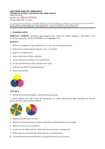 Examen de Dibujo Artístico (selectividad de 2008)