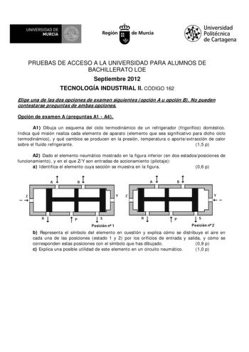 Examen de Tecnología Industrial (PAU de 2012)