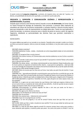 Examen de Artes Escénicas (ABAU de 2025)